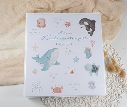 Kindergarten Ordner "Unter Wasser bunt" personalisiert - Sammelmappe Krippe Schule oder Kita Office & School Supplies Papier Träume