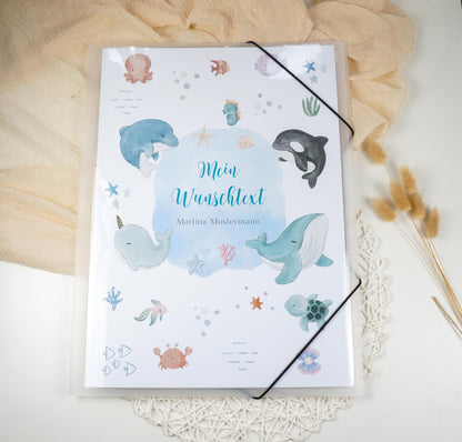 Zeichenmappe A3 oder A4 personalisiert UNTER WASSER BUNT Office & School Supplies Papier Träume