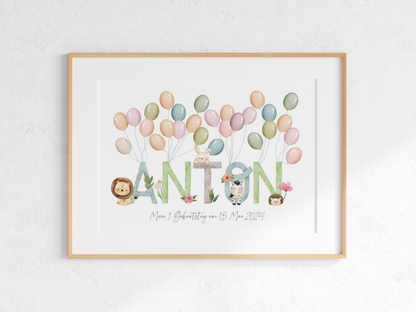 Gästebuch personalisiert Namensposter TIERE Taufe Einschulung Geburtstag als Geschenk Gästeposter Papier Träume