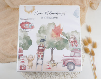 Kindergarten Ordner "Feuerwehr Katze" personalisiert - Sammelmappe Krippe Schule oder Kita Office & School Supplies Papier Träume