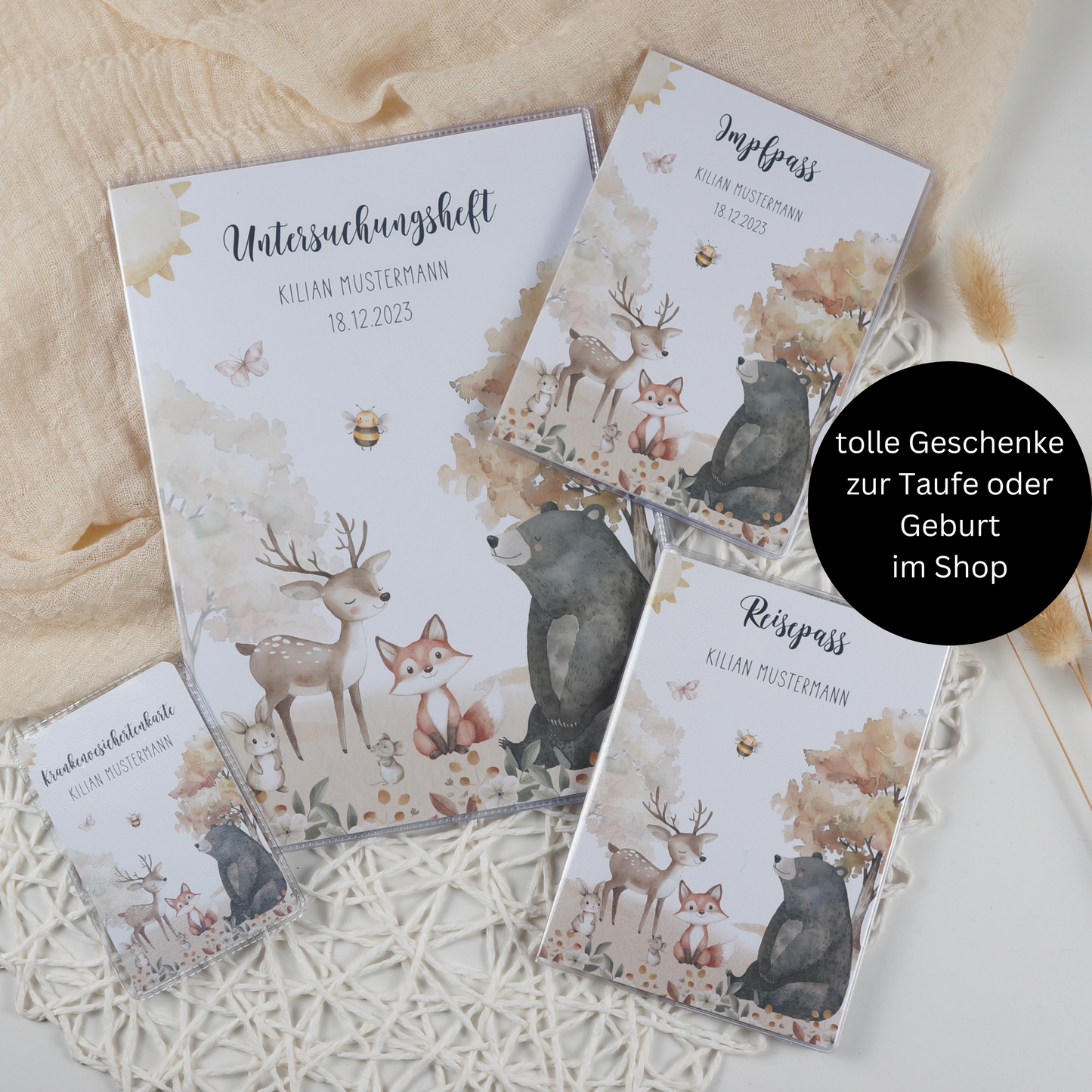 Zeugnismappe Hausaufgabenheft "WALDTIERE BOHO" personalisiert Office & School Supplies Papier Träume