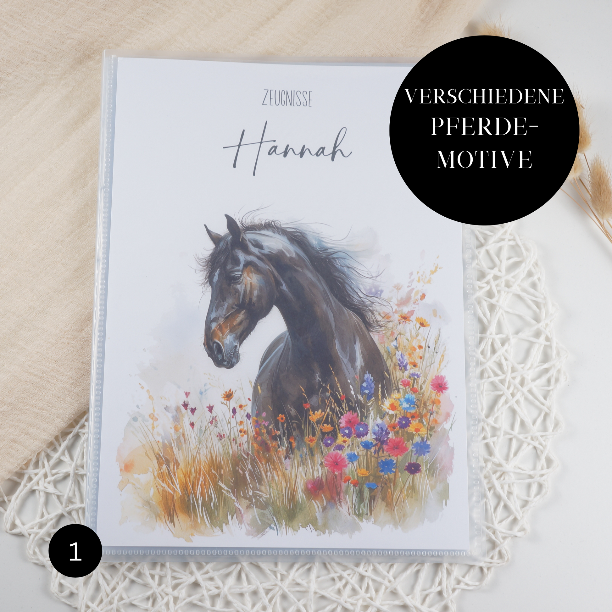 Zeugnismappe Hausaufgabenheft "Pferd auf Wiese - verschiedene" personalisiert Office & School Supplies Papier Träume