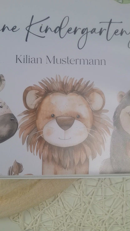 Kindergarten Ordner "SAFARI TIERE PORTRAITS" personalisiert - Sammelmappe Krippe Schule oder Kita