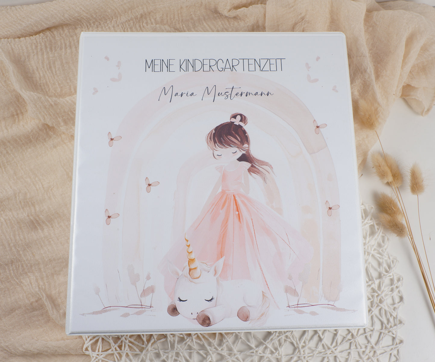 Kindergarten Krippe Ordner "PRINZESSIN EINHORN REGENBOGEN" personalisiert - Sammelmappe Krippe Schule oder Kita Office & School Supplies Papier Träume