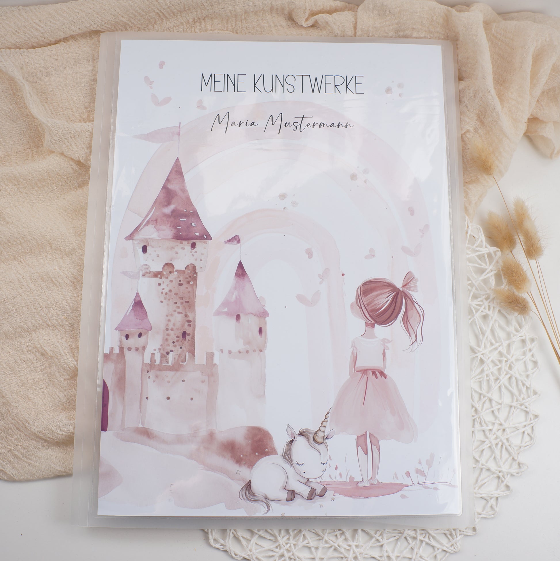 Zeichenmappe A3 oder A4 personalisiert PRINZESSIN EINHORN Office & School Supplies Papier Träume