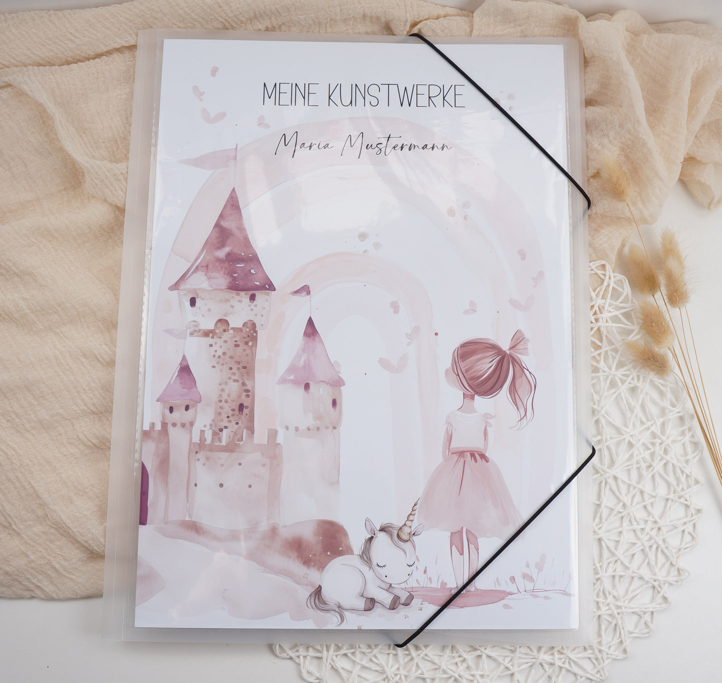 Zeichenmappe A3 oder A4 personalisiert PRINZESSIN EINHORN Office & School Supplies Papier Träume