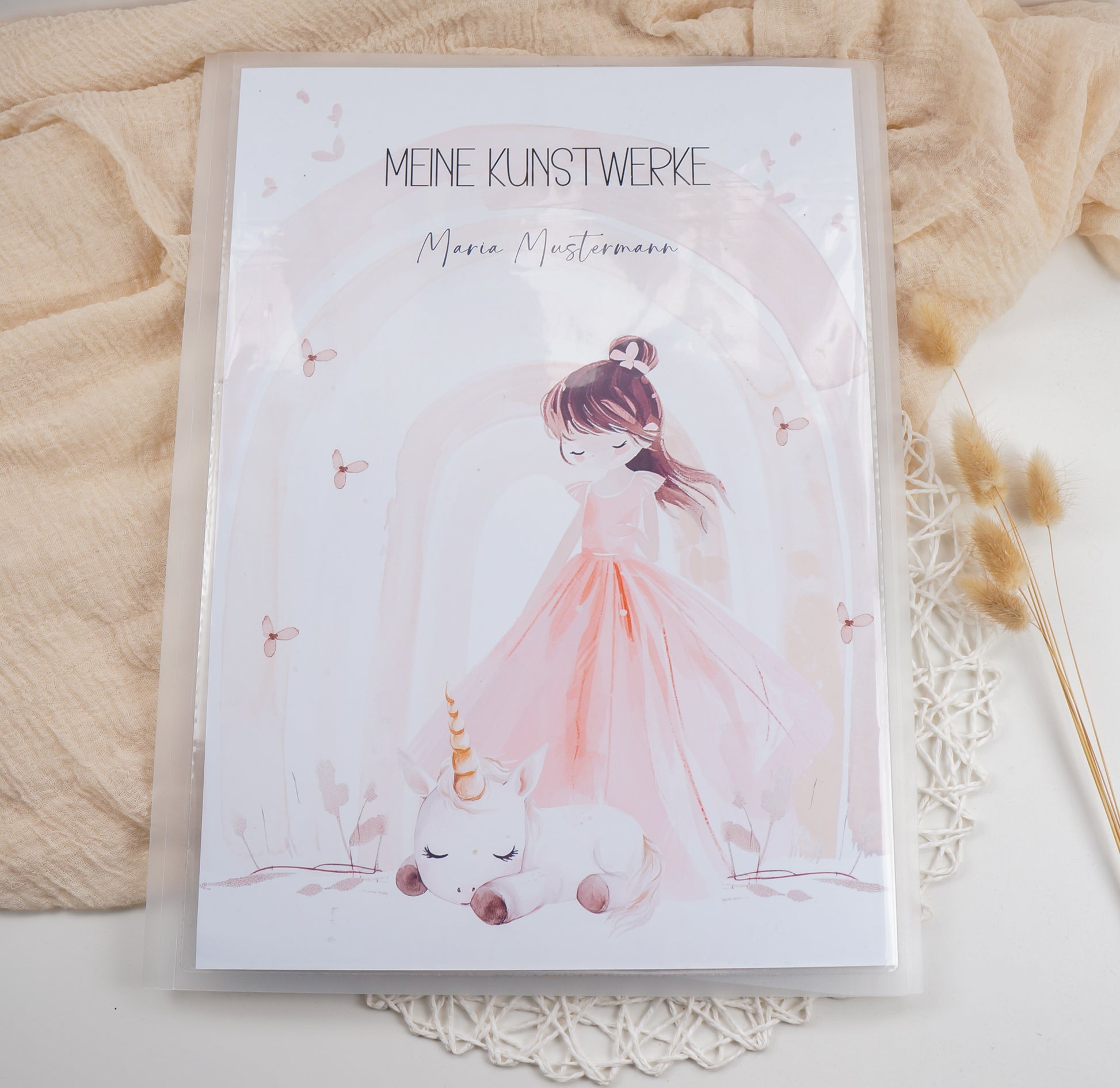 Zeichenmappe A3 oder A4 personalisiert PRINZESSIN EINHORN REGENBOGEN Office & School Supplies Papier Träume