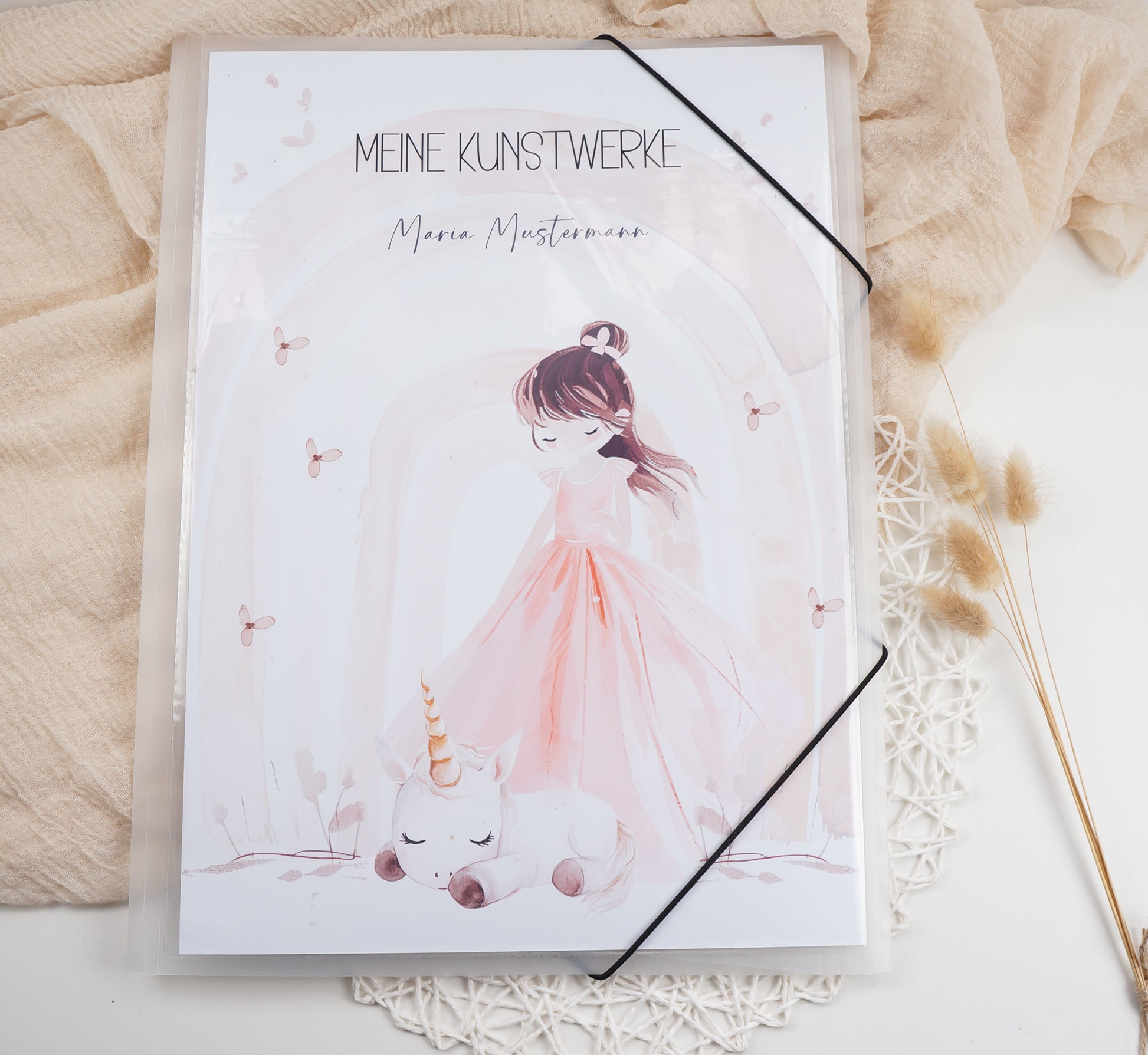 Zeichenmappe A3 oder A4 personalisiert PRINZESSIN EINHORN REGENBOGEN Office & School Supplies Papier Träume