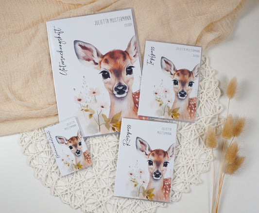 U-Heft/Impfpass/Reisepass personalisiert REHKITZ - Geschenk zur Geburt Passport Covers Papier Träume