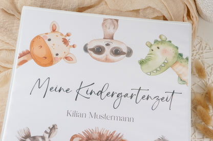Kindergarten Ordner "SAFARI TIERE PORTRAITS" personalisiert - Sammelmappe Krippe Schule oder Kita Office & School Supplies Papier Träume