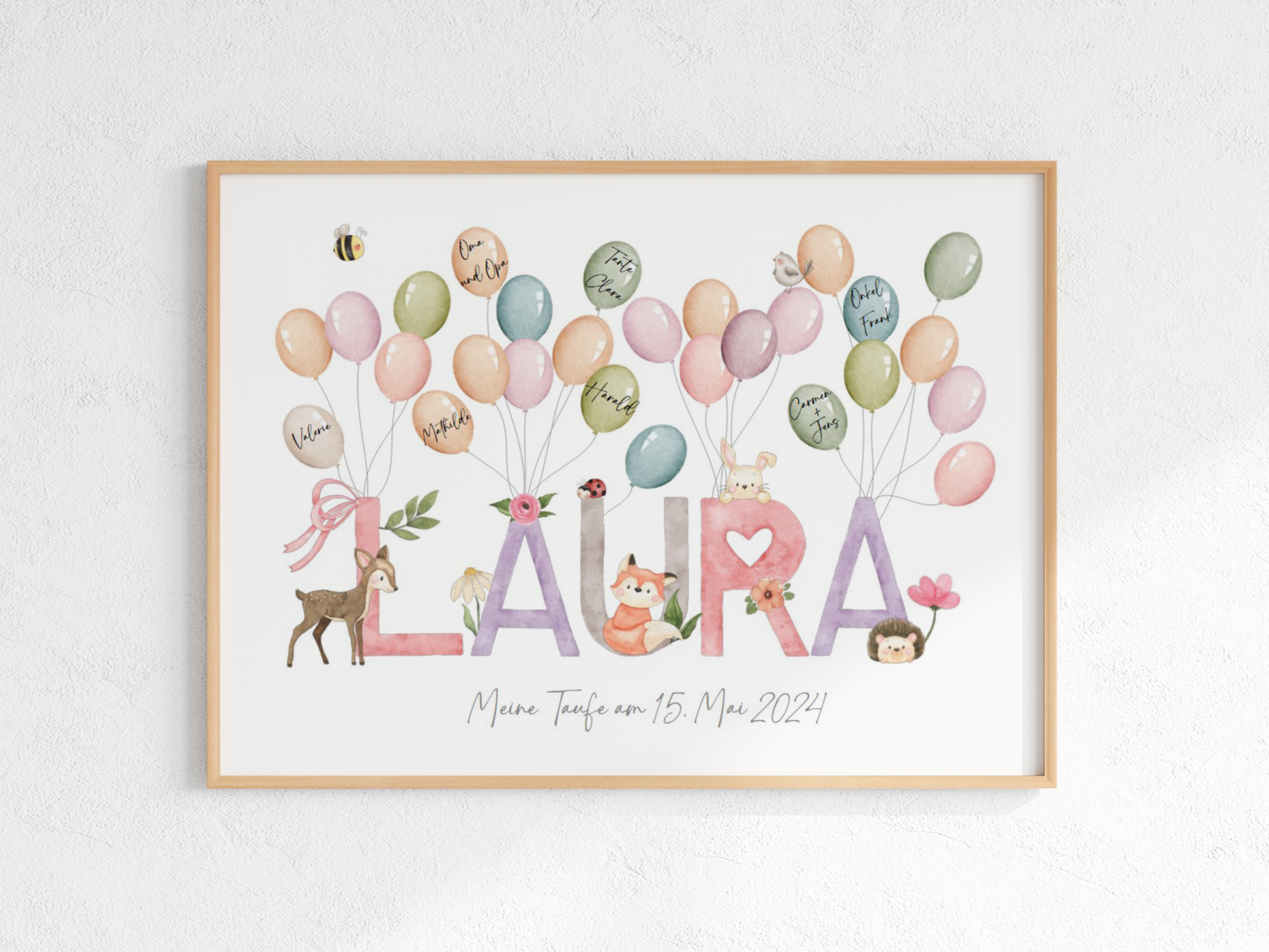 Gästebuch personalisiert Namensposter TIERE Taufe Einschulung Geburtstag als Geschenk Gästeposter Papier Träume