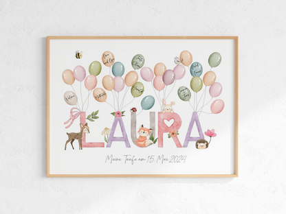 Gästebuch personalisiert Namensposter TIERE Taufe Einschulung Geburtstag als Geschenk Gästeposter Papier Träume