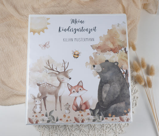 Kindergarten Ordner "WALDTIERE BOHO" personalisiert - Sammelmappe Krippe Schule oder Kita Office & School Supplies Papier Träume