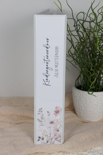 Kindergarten Ordner "ZARTE BLUMEN" personalisiert - Sammelmappe Krippe Schule oder Kita Office & School Supplies Papier Träume